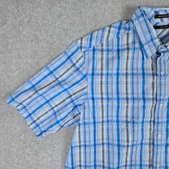 NWT Sean John Shirt Mens Size XXL Original Fit Plaid Button Down Powder Blue - Picture 6 of 16